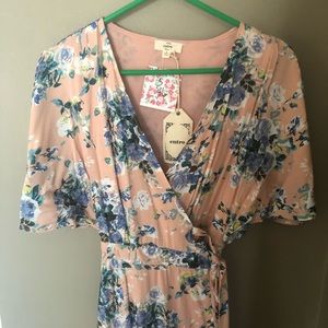 Blush floral wrap dress - small